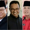 (Từ trái qua) Các ứng cử viên Bộ trưởng Quốc phòng Prabowo Subianto, cựu Thống đốc Jakarta Anies Baswedan và cựu Thống đốc tỉnh Trung Java Ganjar Pranowo. (Ảnh: Reuters)