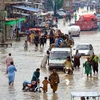 Cảnh ngập lụt sau những trận mưa lớn tại Jaffarabad, Pakistan. (Ảnh: AFP/TTXVN)