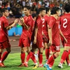 Bùi Vĩ Hào (thứ hai từ trái sang) ăn mừng sau khi ghi bàn thắng duy nhất giúp U23 Việt Nam giành chiến thắng trước U23 Yemen. (Ảnh: PV/Vietnam+)