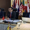 Đại sứ Trần Đức Bình, Trưởng Phái đoàn Việt Nam tại ASEAN, Chủ tịch ACCC chủ trì cuộc họp. (Ảnh: Hữu Chiến/TTXVN)