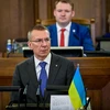 Ông Edgars Rinkevics phát biểu trước Quốc hội, sau khi được bầu làm Tổng thống Latvia, tại Riga ngày 31/5/2023. (Ảnh: AFP/TTXVN)