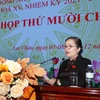Bí thư Tỉnh ủy, Chủ tịch Hội đồng Nhân dân tỉnh Lai Châu Giàng Páo Mỷ phát biểu khai mạc kỳ họp. (Ảnh: Quý Trung/TTXVN)