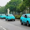 Xe ôtô điện VF e34 và VF 8 của hãng taxi điện đầu tiên tại Việt Nam. (Ảnh: Việt Hùng/Vietnam+)