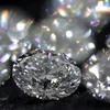 Những viên kim cương được nhà sản xuất kim cương Alrosa trưng bày giới thiệu tại Moskva, Nga ngày 13/2/2019. (Nguồn: Reuters)