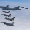 Cuộc tập trận không quân chung Mỹ-Hàn với sự tham gia của máy bay chiến đấu trên Bán đảo Triều Tiên ngày 14/4/2023. (Ảnh: Yonhap/TTXVN)