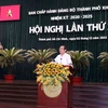 Bí thư Thành ủy Thành phố Hồ Chí Minh Nguyễn Văn Nên phát biểu tại hội nghị. (Ảnh: Xuân Khu-TTXVN)