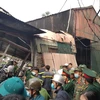 Hiện trường vụ cháy tại Trung Văn, Nam Từ Liêm, Hà Nội làm 8 người tử vong và mất tích. (Nguồn: PV/Vietnam+)