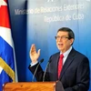 Bộ trưởng Ngoại giao Bruno Rodríguez phát biểu tại một cuộc họp báo. (Ảnh: Lê Hà/TTXVN)