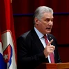 Chủ tịch Cuba Miguel Diaz-Canel phát biểu tại một hội nghị ở La Habana. (Ảnh: AFP/TTXVN)