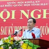 Phó Chủ tịch Thường trực Quốc hội Trần Thanh Mẫn phát biểu tại buổi tiếp xúc cử tri. (Ảnh: Nguyễn Hằng/TTXVN)