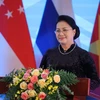 Chủ tịch Quốc hội Nguyễn Thị Kim Ngân, Chủ tịch AIPA 41 phát biểu bế mạc. (Ảnh: Dương Giang/TTXVN)