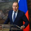 Ngoại trưởng Sergei Lavrov phát biểu tại một cuộc họp báo ở Moskva, Nga. (Ảnh: AFP/TTXVN)