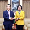 Tổng Giám đốc Thông tấn xã Việt Nam (TTXVN) Vũ Việt Trang tiếp Đại sứ Hàn Quốc Choi Youngsam. (Ảnh: Phạm Kiên/Vietnam+) 