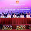 Lễ ký kết thỏa thuận ghi nhớ hợp tác giữa doanh nghiệp Thái Bình và Hàn Quốc. (Ảnh: Thế Duyệt/TTXVN)