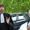 Luật sư Bertrand Repolt và bà Trần Tố Nga gặp gỡ báo chí sau khi kết thúc phiên điều trần tại tòa án thành phố Evry ngày 18/6. (Ảnh: Bích Hà/Vietnam+)
