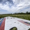 Mảnh vỡ máy bay MH17 tại hiện trường ở làng Grabove, miền Đông Ukraine. (Nguồn: AFP)