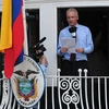 Nhà sáng lập WikiLeaks Julian Assange trong cuộc họp báo tại Đại sứ quán Ecuador ở London (Anh) ngày 19/8/2012. (Nguồn: AFP/ TTXVN)