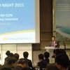 Ông Cao Anh Sơn, Trưởng đại diện Vietnam Airlines tại Hàn Quốc, phát biểu tại buổi gặp mặt. (Ảnh: Vũ Toàn-Phạm Duy/Vietnam+)