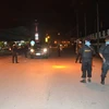 Cảnh sát Thái Lan phong tỏa một tuyến đường. (Nguồn: khaosodenglish.com) 