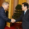 Chủ tịch nước Trương Tấn Sang tiếp ông Osawa Masaki, Thống đốc tỉnh Gunma. (Ảnh: Nguyễn Khang/TTXVN)