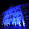 Trụ sở Quốc hội Italy thắp ánh sáng xanh để ủng hộ những người mắc chứng tự kỷ. (Nguồn: ANSA)