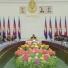 Thủ tướng Chính phủ Campuchia Hun Sen tiếp Đoàn đại biểu Trung ương Hội Hữu nghị Việt Nam-Campuchia. (Ảnh: Xuân Khu/Vietnam+)