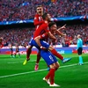 Niềm vui của các cầu thủ Atletico Madrid. (Nguồn: Getty Images)