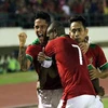 Các cầu thủ Indonesia ăn mừng sau bàn thắng gỡ hòa. (Nguồn: netralnews.com)