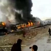 Hiện trường vụ tai nạn đường sắt ở Iran. (Nguồn: Reuter TV)