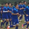 Đội tuyển Việt Nam tập luyện tại Indonesia. (Ảnh: Chiến Trần/Vietnam+)