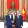 Chủ tịch nước Trần Đại Quang tiếp Ngài Kyaw Sue, Bộ trưởng Bộ Nội vụ Công hoà Liên bang Myanmar. (Ảnh: Nhan Sáng/TTXVN)
