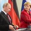 Tổng thống Nga Putin và Thủ tướng Đức Merkel. (Nguồn: AP)