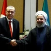 Tổng thống Iran Hassan Rouhan​i và người đồng cấp Thổ Nhĩ Kỳ Tayyip Erdogan. (Nguồn: Reuters)