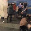 Hiện trường vụ tấn công tàu điện ngầm ở Nga. (Nguồn: AP)