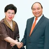 Thủ tướng Nguyễn Xuân Phúc tiếp bà Margaret Chan, Tổng giám đốc Tổ chức Y tế Thế giới (WHO). (Ảnh: Thống Nhất/TTXVN)