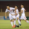 Niềm vui của cầu thủ U19 Việt Nam sau bàn thắng ấn định 2-1 của Lê Văn Nam. (Nguồn: Thanhnien)