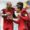 Niềm vui của Bồ Đào Nha sau bàn thắng của Silva. (Nguồn: Getty Images)