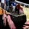 Bức tường bị đổ sập tại sân vận động Demba Diop ở thủ đô Dakar. (Nguồn: BBC)