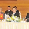 Đoàn đại biểu Việt Nam do Thứ trưởng, Chủ nhiệm Ủy ban Biên giới Quốc gia Lê Hoài Trung làm trưởng đoàn tại cuộc họp. (Ảnh: Nguyễn Khang/TTXVN)