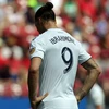 Ibrahimovic nhận thẻ đỏ đầu tiên trên đất Mỹ. (Nguồn: Getty Images)