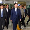 Thứ trưởng Bộ Thống nhất Hàn Quốc Chun Hae Sung dẫn đầu đoàn thị sát. (Nguồn: Yonhap)