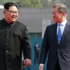 Nhà lãnh đạo Triều Tiên Kim Jong-un và Tổng thống Hàn Quốc Moon Jae-in. (Nguồn: Getty)