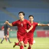 Công Phượng sắm vai người hùng khi ghi bàn thắng duy nhất giúp Olympic Việt Nam chiến thắng. (Ảnh: Hoàng Linh/TTXVN)