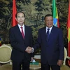 Chủ tịch nước Trần Đại Quang hội đàm hẹp với Tổng thống Mulatu Teshome. (Ảnh: Nhan Sáng/TTXVN)
