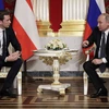 Tổng thống Nga Vladimir Putin và Thủ tướng Áo Sebastian Kurz. (Nguồn: AP)