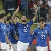 Cristiano Biraghi (số 15) ghi bàn giúp Italy giành chiến thắng. (Nguồn: PA)
