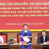 Chủ tịch Quốc hội Nguyễn Thị Kim Ngân phát biểu kết luận tại buổi làm việc với cán bộ chủ chốt tỉnh Thái Bình. (Ảnh: Trọng Đức/TTXVN)