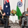 Thủ tướng Australia Scott Morrison (trái) và Tổng thống Ấn Độ Ram Nath Kovind tại cuộc gặp ở Sydney ngày 22/11. (Ảnh: AFP/TTXVN)