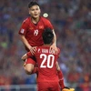 Quang Hải ghi bàn đưa Việt Nam thẳng tiến chung kết AFF Suzuki Cup 2018. (Ảnh: Trọng Đạt/TTXVN)