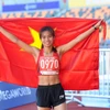 Phạm Thị Thu Trang giành HCV 10.000m đi bộ. (Ảnh: Vietnam+)